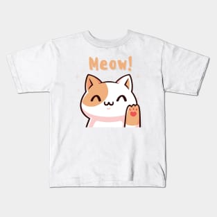 Whimsical Whiskers: Playful Meow! Cat Kids T-Shirt
